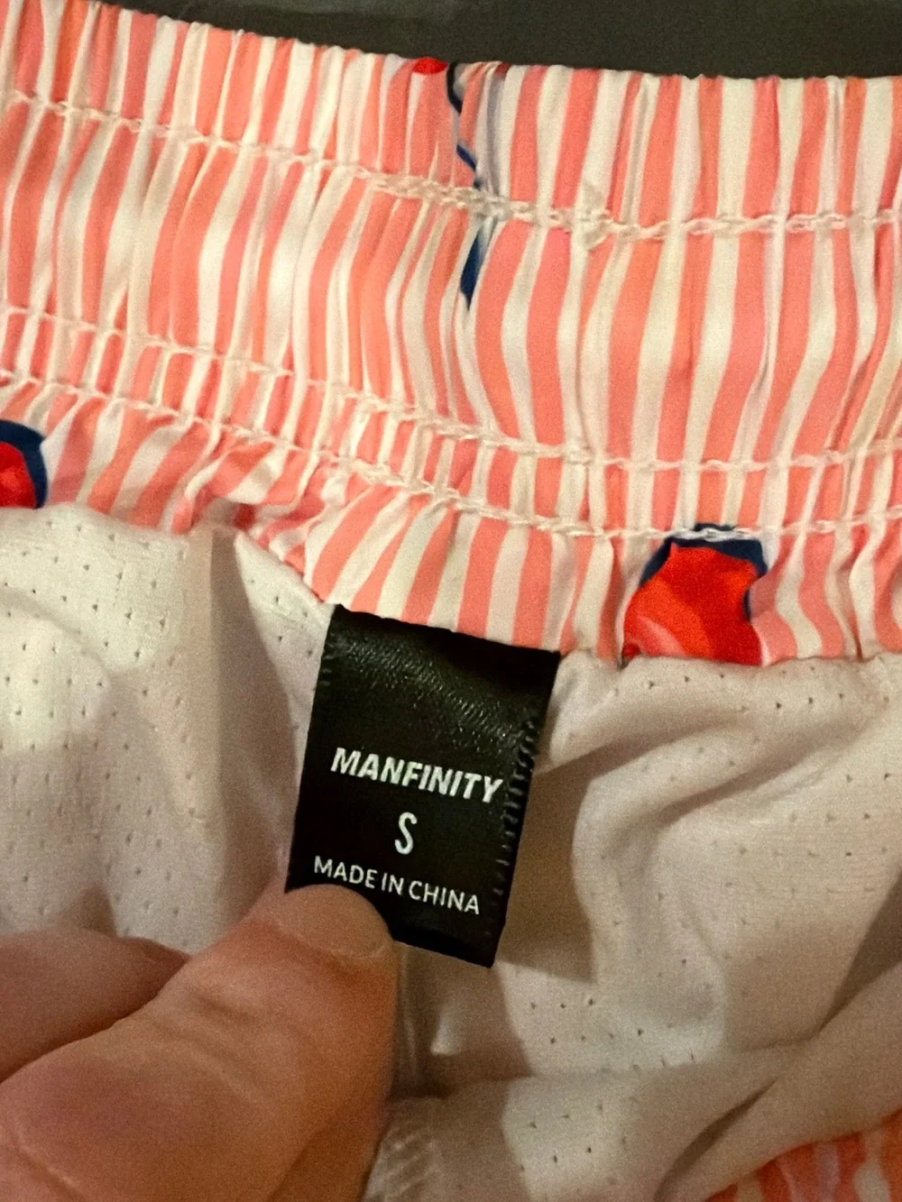 Men’s Cherry Print Pink Stripe Swim Shorts